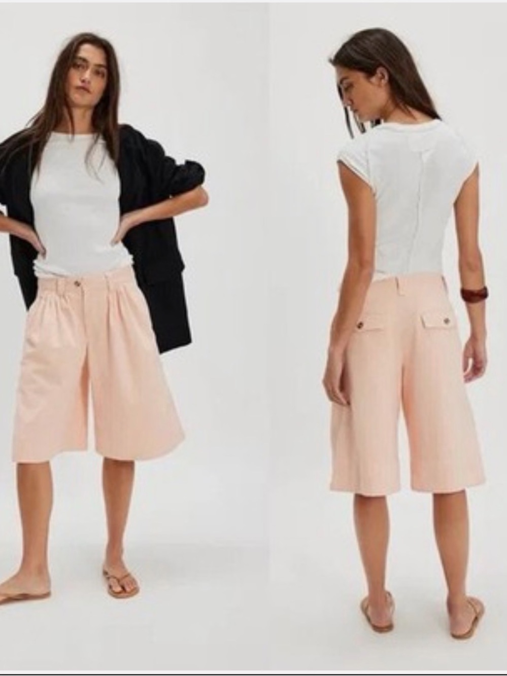 Free People Sadie A-Line Long Peach Blush Shorts NWT size 10